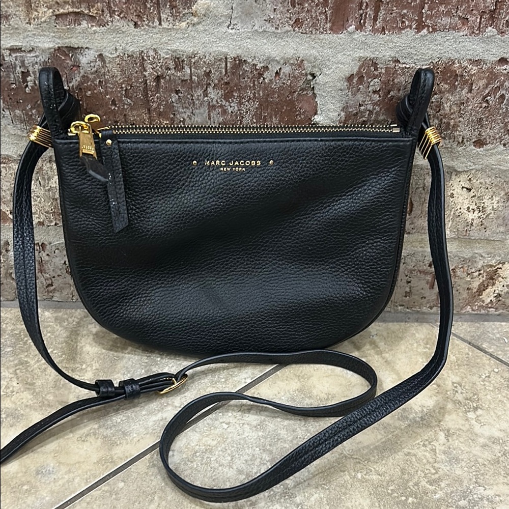 Marc Jacobs Black Crossbody Bag with Gold Hardware